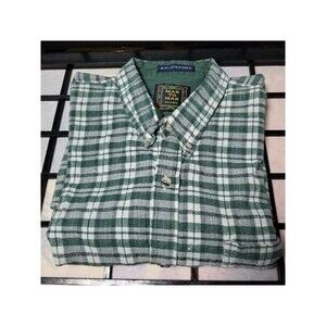 Men Green Plaid Short Sleeve Shirt X-Lg